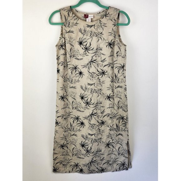 JM Collection by Jennifer Moore Linen Blend Floral Midi Dress size 10 Petite - Picture 1 of 7